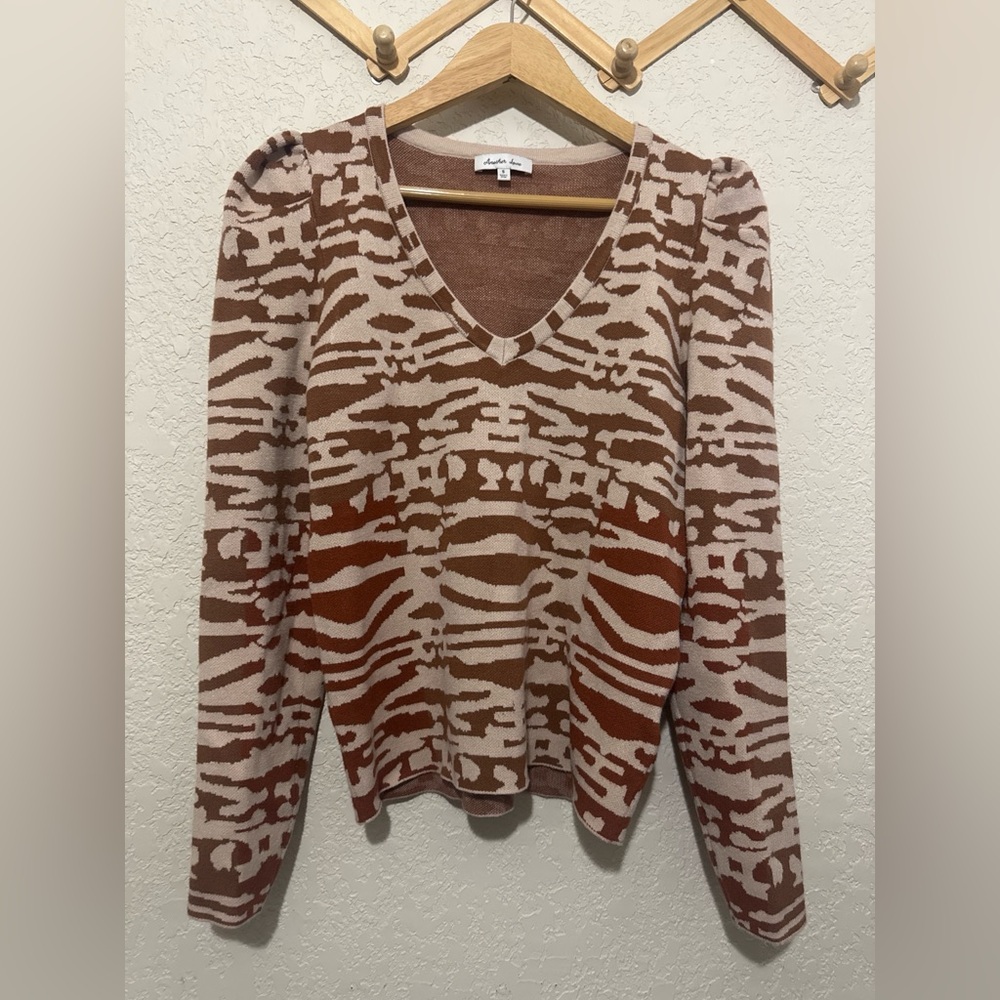 Another Love Brown and Cream Knit Top size small